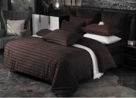 Комплект 2-спальный Alanna , наволочки: 50x70 см, страйп-сатин коричневый