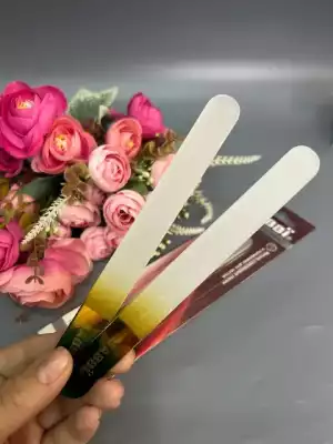 Пилка для ногтей стеклянная розово-зелено-белая маникюрная пилочкка