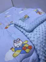 Детское теплое одеяло с массажным эффектом голубой