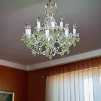 Люстра на 12 ламп E14, диаметр 62 см, цвет хром/прозрачное стекло