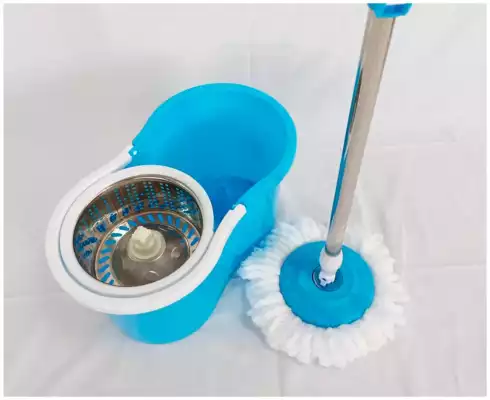 Швабра с ведром и отжимом, 111.5 см, синий