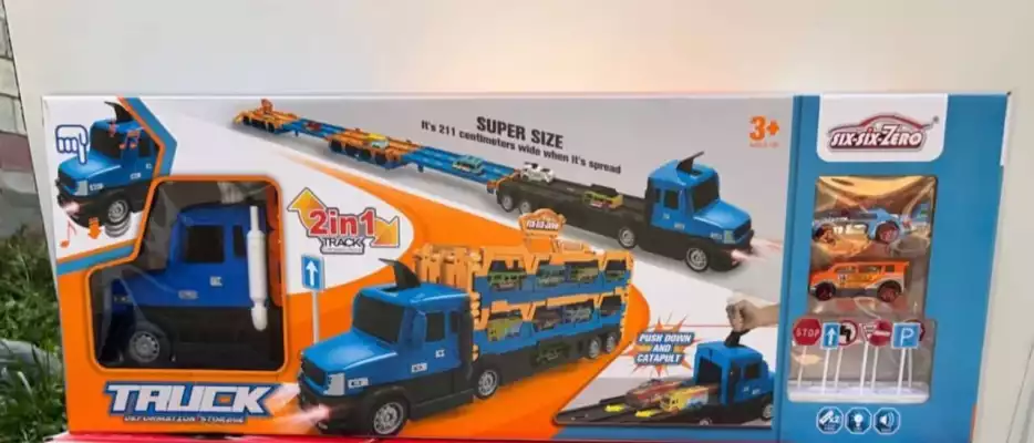 Детский Большой деформированный трек грузовик катапульта синий