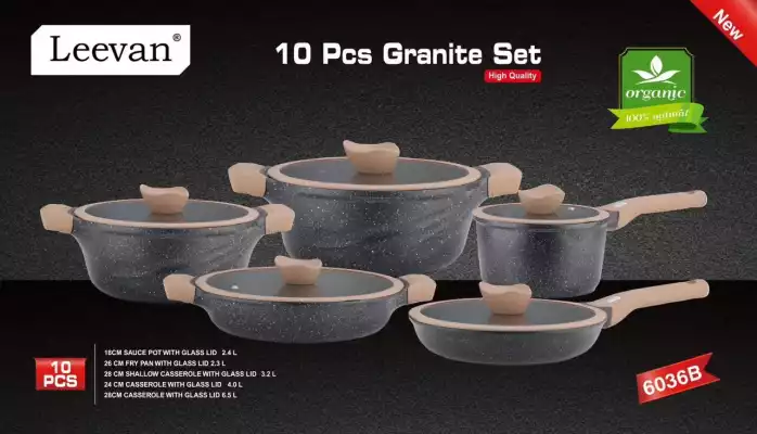 Набор посуды Leevan 6038B, 16 предметов, черный