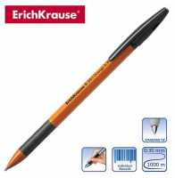 Ручка шариковая, 0,7мм, чёрная, корпус оранж, прорезин., R-301 GRIP ORANGE