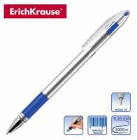 Ручка шариковая, синяя, 0.7мм, прозр. корпус, прорезин., L-30 ULTRA,