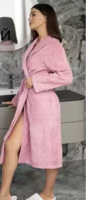 Махровый халат розовый