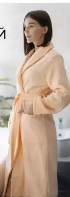 Махровый халат персиковый