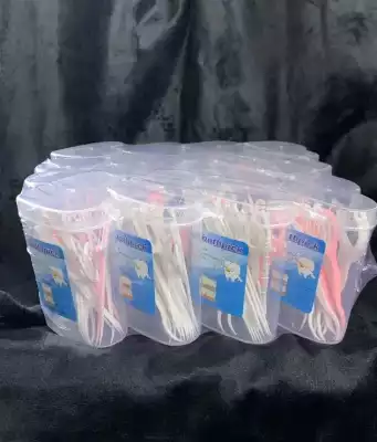 Зубочистки с нитью, 30 шт, набор 12 коробочек, разноцветный