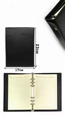 Блокнот A5, 100 листов, клетка, искусственная кожа, черный