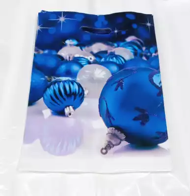 Пакет "Новогодние игрушки",синие,размер:30×40см