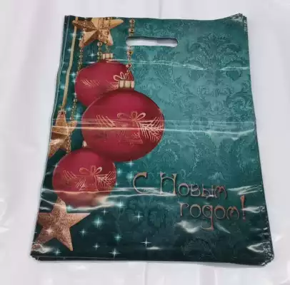 Пакет"Новогодние игрушки",красные,размер:30×40см