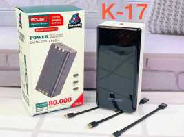 Внешний аккумулятор 80000 mAh Ecusin Fast Charge Power Bank 80 000 мАч. K-17 Черный.