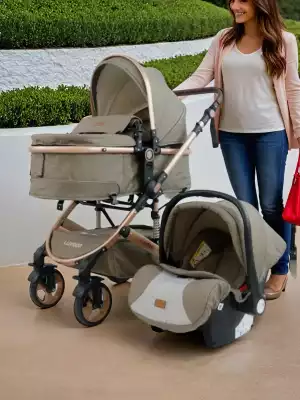 Коляска 2 в 1 LUXMOM 530-S+C, бежевый