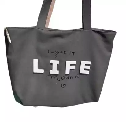 Сумка шоппер текстиль серый Life Mama