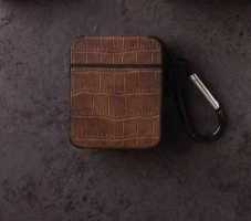 Чехол чемодан Кожа квадратный G4 для Air Pods коричневый