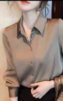 Атласовая рубашка,коричневая, рр стандарт42-50