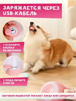 Игрушка мяч для кошек и собак, интерактивная, розовый