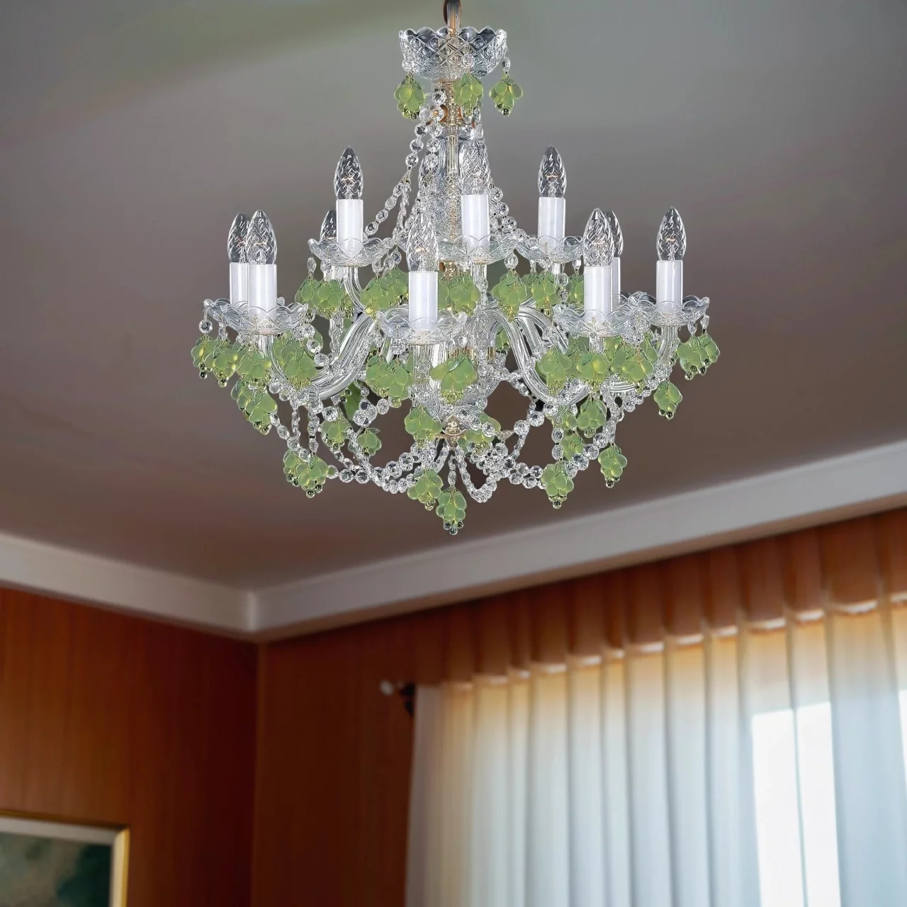 Люстра на 12 ламп E14, диаметр 62 см, цвет хром/прозрачное стекло