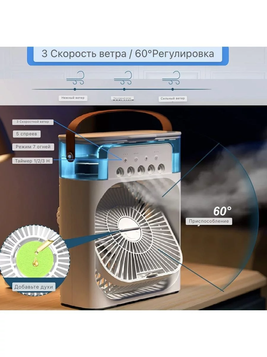 Мини кондиционер воздуха мобильный напольный для дома air cooler fan